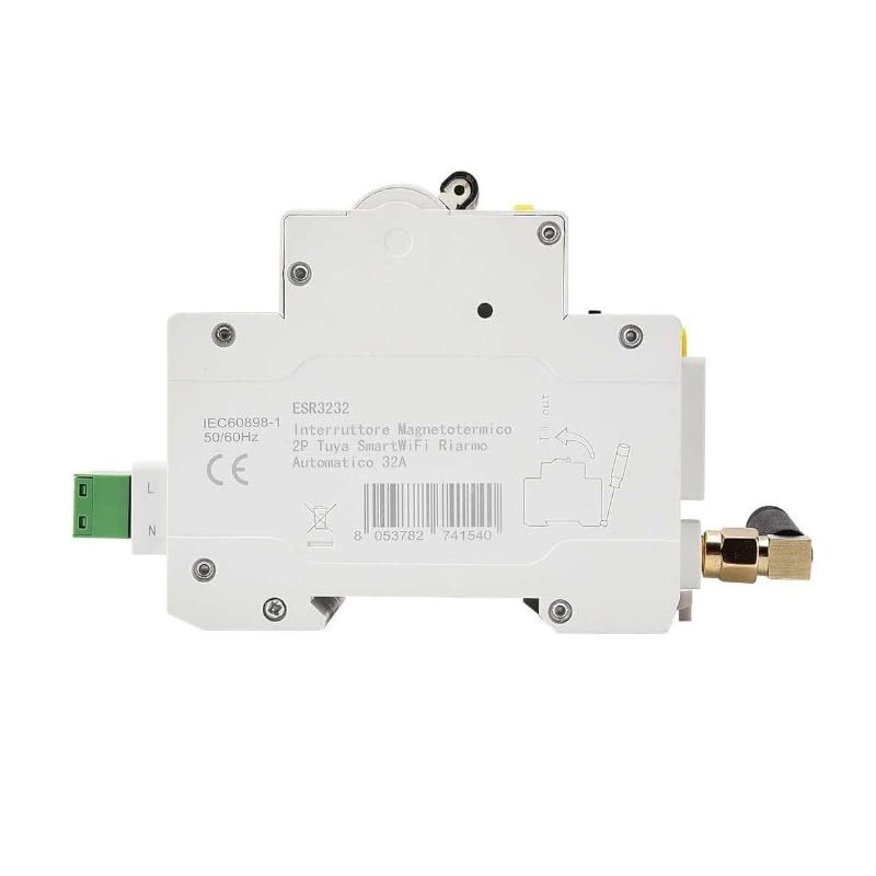 ETTROIT INTERRUTTORE MAGNETOTERMICO SMART WIFI 2P 32A RIARMO AUTOMATICO APP TUYA OCCUPA 3 MODULI DIN