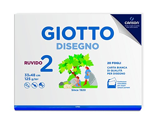 Giotto Disegno 2, Album da 12 fogli carta bianca per disegno scolastico, 33x48 cm, RUVIDO