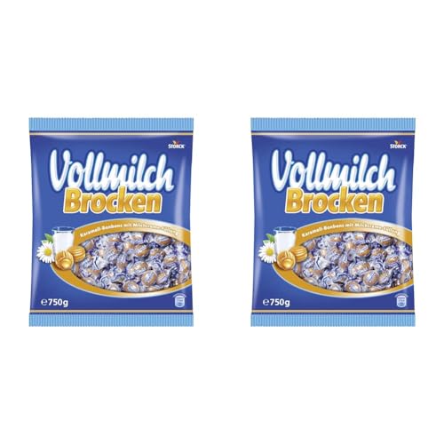 Bunte Welt Vollmilch Brocken – 1 x 750g Vorratspackung – Karamellbonbons mit Milchcreme-Füllung (Packung mit 2)
