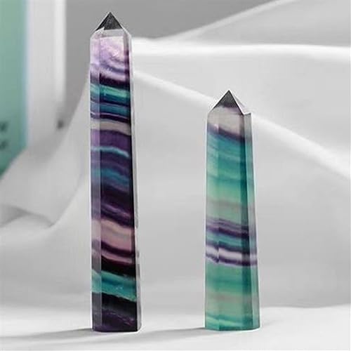 Varita de fluorita de 8-9cm y 30g como obelisco de piedra multicolor 5
