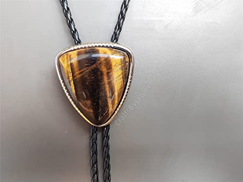 Image of Turquoise Agate Granite BOLO Tie for Men Women Leather Wedding Necklace Western Cowboy Necktie
