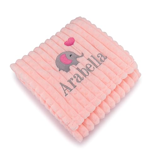 Lobeko Personalised Baby Blanket with Elephant Design, 100x75cm
