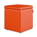 HAPPERS Puff Cubo Arcón Polipiel para Salón o Dormitorio Naranja