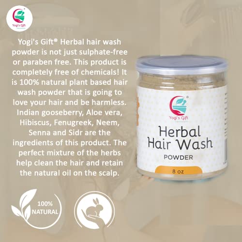 Herbal Hair Wash Powder 8 Oz | 100% Natural Plant Ingredients | Zero Chemicals, Zero Preservatives | Indian Gooseberry Powder, Aloe Vera Powder, Hibiscus Powder, Fenugreek Powder, Neem Powder, Senna Powder And Sidr Powder #TOP3