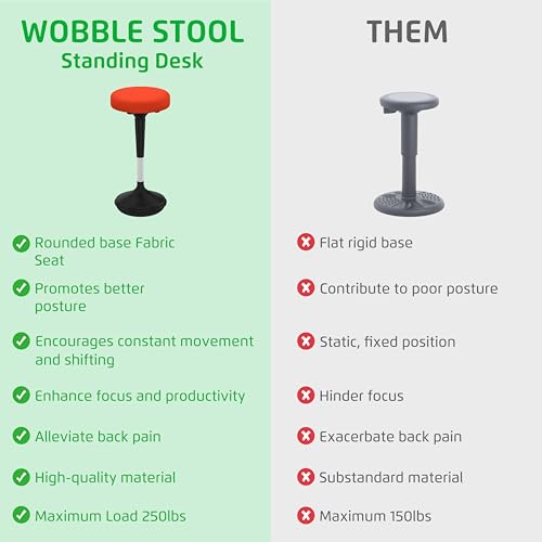Image of Wobble Stool Standing Desk, Flexible Seating Adjustable Office Ergonomic Seating, Wobble Stools for Alternative Classroom Seating, Active ADHD Chair, Wiggle Chairs