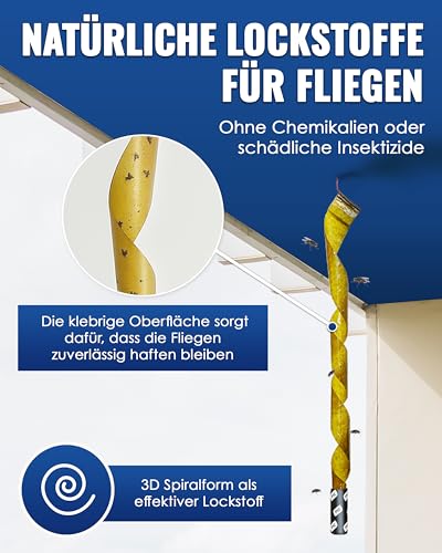 PIC Fliegenfänger 16x – Fliegenfalle Innenbereich ohne Chemie – Fliegenfänger Klebestreifen & Fliegenband – Fliegenfalle Klebefalle gegen Fliegen in der Wohnung – ohne Einsatz von Fliegenspray