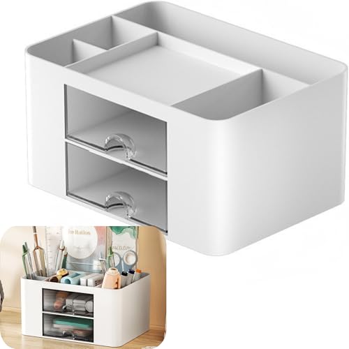 Organizador de Mesa com Gavete – Organizador de Mesa Escritório Multifuncional com Porta Canetas, 5
