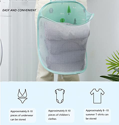 Mesh Hanging Popup Laundry Hamper, Foldable Pop-Up Mesh Hamper Dirty Clothes Basket With Carry Handles Easy To Open And Fold Flat For Storage, Odors & Moisture Proof (Green) #TOP3