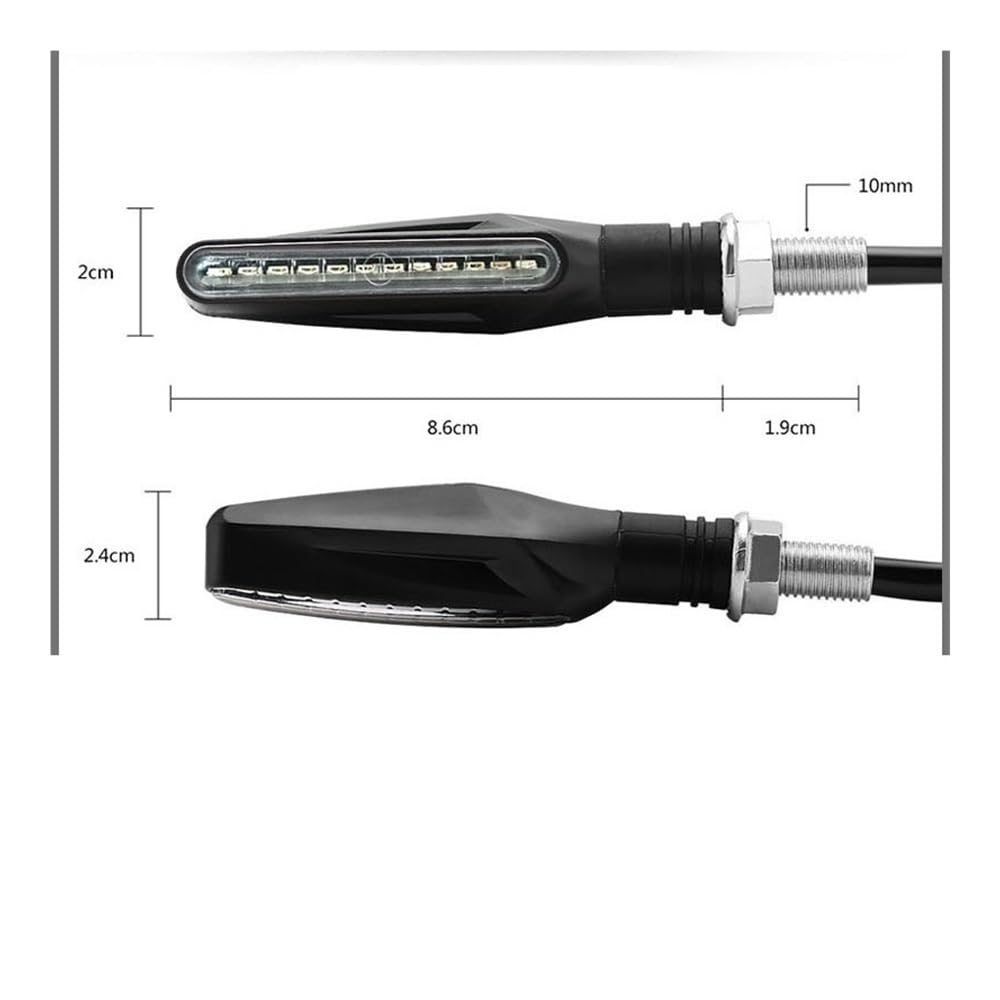 Motocicleta Luces Señal Vuelta Lámpara De Señal Giro Fluctuante para Motocicleta, Luces Barra 335SMD, Luz Advertencia DRL, 12V, 3000K, 12LED