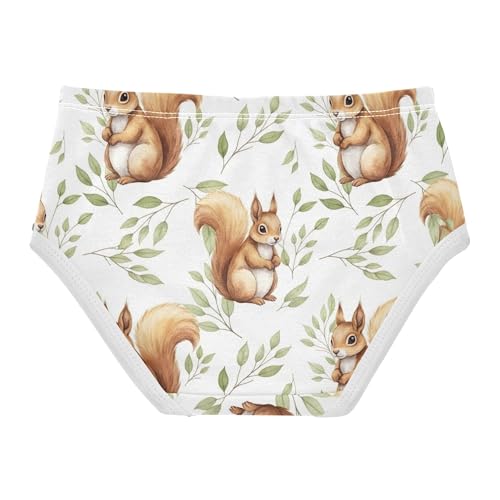 Cute Watercolor Squirrels Leaves White Girls Underwear Toddlers 2t Cotton Girl Panties Cute Fun Undies Kids Briefs2