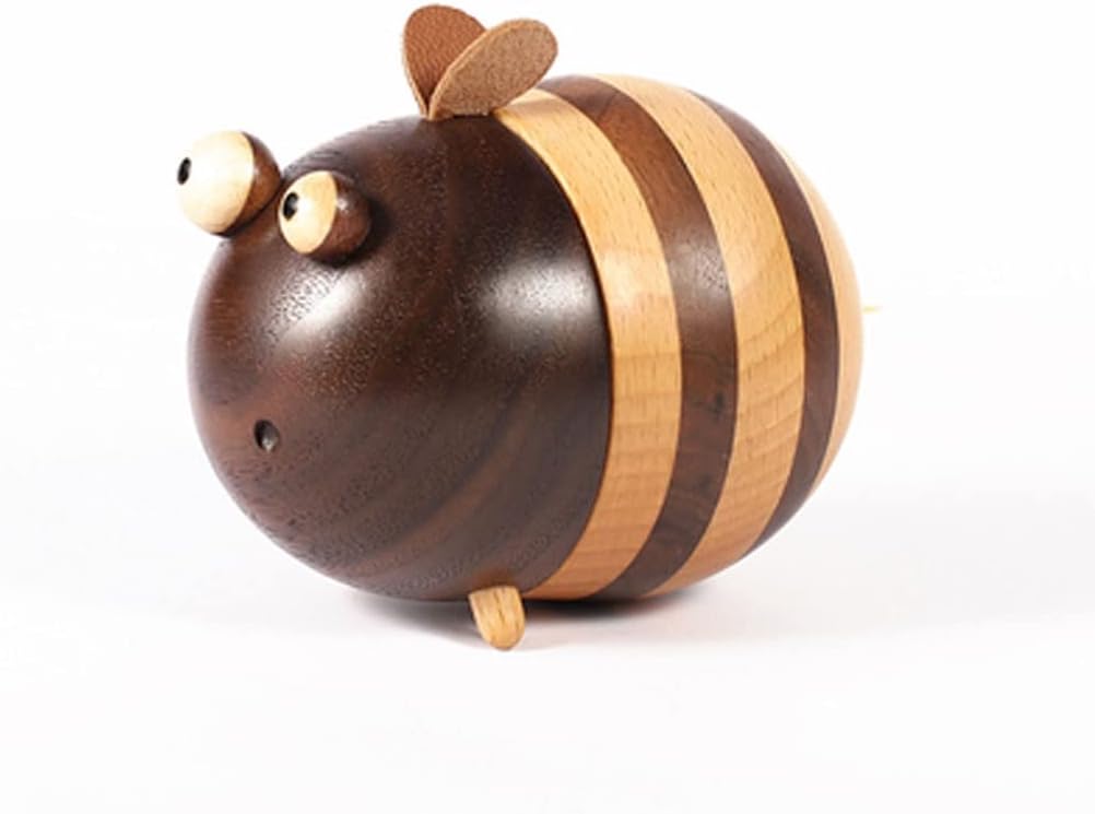 Wooden Bee Toothpick Holder Pick Tooth Box Storage Box Desktop Home Wooden Crafts (Color : A, Size : One Size) (A One Size)