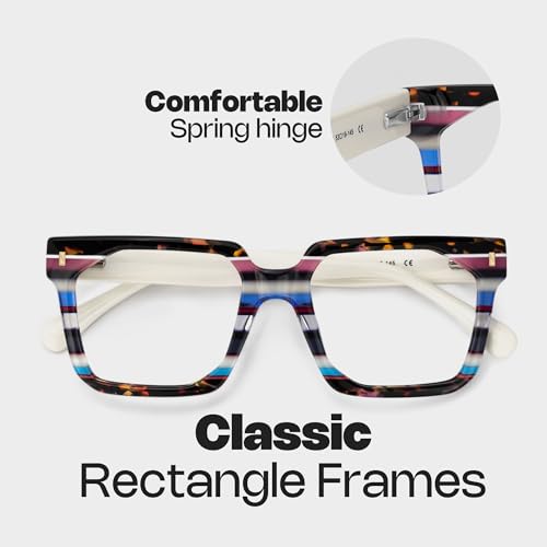 Image of Zeelool Stylish Rectangle Blue Light Blocking Glasses for women /Men TV Phone Computer Gaming Glasses Laguer ZJGA872500-03 Multicolor