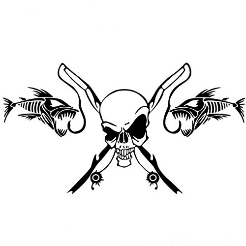 KUNFINE Autocollant pour voiture en vinyle Motif tête de mort et pêche Noir