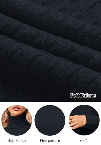 Image of Women's Cable Knit Turtleneck Sweater Long Sleeve Sexy Pullover Tunic Mini Bodycon Sweater Dress Trendy Spring Outfits