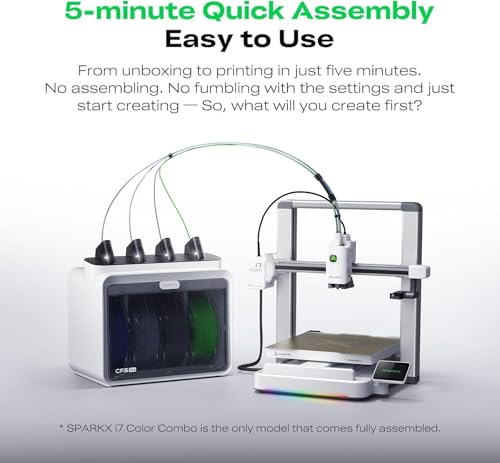 Image of 3IDEA Creality SPARKX I7 Combo 3D Printer, Multi Color with CFS Lite AI Photo to 3D Printing 500mm /s High Speed Auto-Leveling RGB Light 95% Pre-Assemble Essential Parts Low Noise 10.24x10.24x10 inch