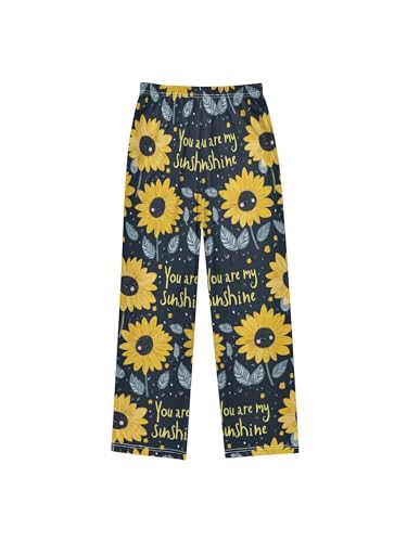 ZZKKO Cartoon Sunflower and Blue Leaves Boys Pants for Kids Jogger Pants with Pockets S2