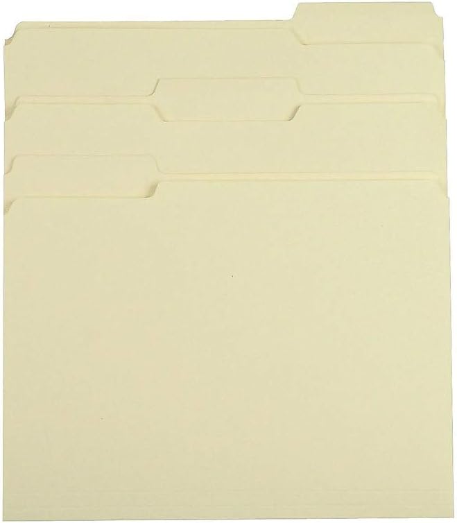Staples 100% Recycled Heavyweight Reinforced File Folders, 1/3-Cut Tab, Letter Size, Manila, 50/Box (ST452830/452830)
