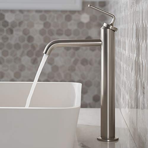 KRAUS KVF-1220SFS Ramus Single Handle Vessel Sink Bathroom Faucet with Pop-Up Drain, Spot Free Stainless Steel