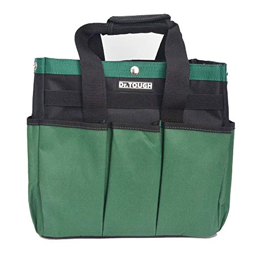 Gardening Tote Bag,Garden Tool Bag with 10 Pockets Handles Strap for Garden Plant Tool Set Store Content Bag,Dark Green,12”x 12” x 6”(Tools Not Included)