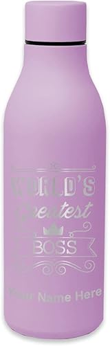 Miniatura 9 de LaserGram Botella de agua de acero inoxidable de doble pared, el jefe más grande del mundo, grabado personalizado incluido Azul pizarra,Negro,Azul