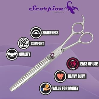 Kenchii Scorpion 24 Tooth Blending Scissors for Dogs and Pets - Premium Steel Scissors for Dog Grooming - Dog Shears Pet Grooming Accessories - Pet Hair Trimming Scissor