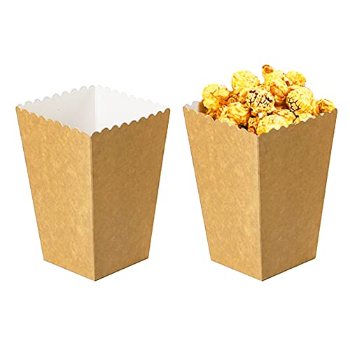 Pack de 30 boites à popcorn sacs à popcorn en carton - fête d'anniversaire fête de mariage réunion de famille (13.5 * 6.5 * 9cm, kraft) Cover
