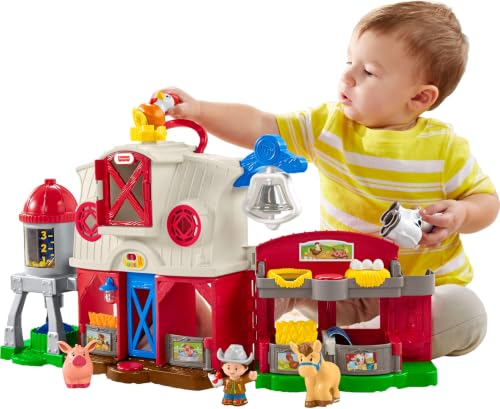 Image of Fisher-Price Little People Toddler Learning Toy Caring for Animals Farm Playset with Smart Stages for Pretend Play Kids Ages 1+ years (Amazon Exclusive)