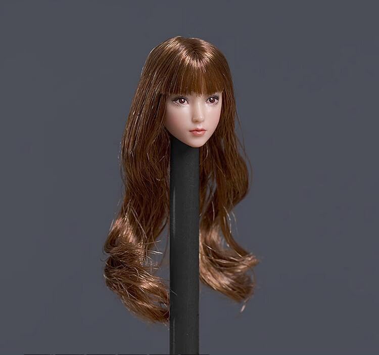 Fremego 1/12 Scale Female Head Sculpt,Asian Girl Pale Skin Head Carved for 6inch Female Seamless Action Figure Collection