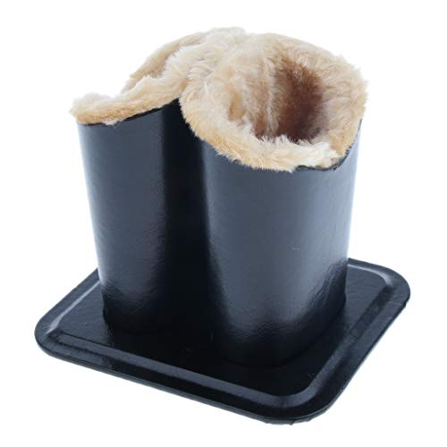 Fenteer Anti-Scratch PU Leather Double Head Upright Desktop Case Plush Eyeglasses Holder Stand Pen Holder for Desk Nightstand End Table