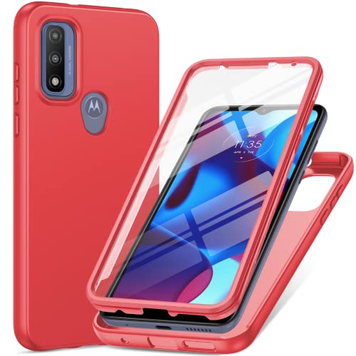 PUJUE for Motorola Moto-G Pure Phone Case: G Play 2023 | G Power 2022 Silicone Matte Case 360 Full Protection - Rugged Bumper Sturdy Shockproof Drop Protective TPU Cell Phone Cover Woman Men (Red)