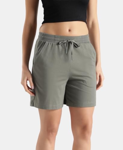 Image of Jockey AW23 Women Super Combed Cotton Rich Regular Fit Shorts with Side Pockets