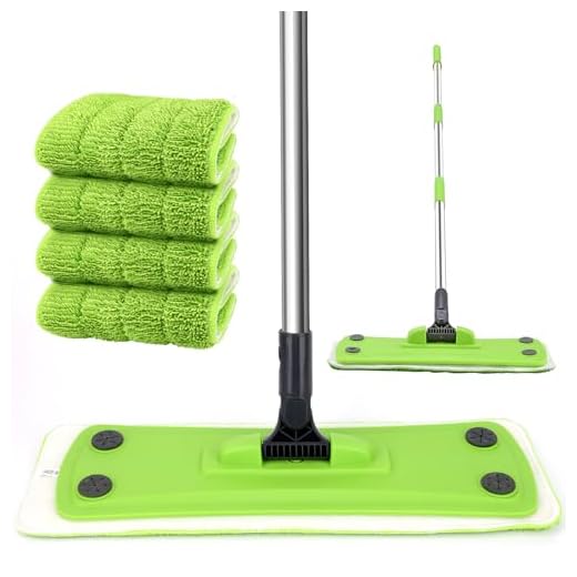 Trapeador Microfibra, Fregona Plana para Limpieza, Mopa Trapeador 360°Giratorio, Mapeador de Pisos con 4 Almohadillas Lavables, Flat Mop Húmeda y Seca para Suelos de Madera, Suelos Laminados, Baldosas