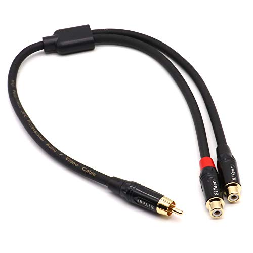SiYear RCA Male to Dual RCA Female Y Splitter Cable, 1 RCA (Male) Phono to 2 RCA (Female) Stereo Audio Y Adapter Subwoofer Audio Cable Extension Cordï¼ˆ50cm)