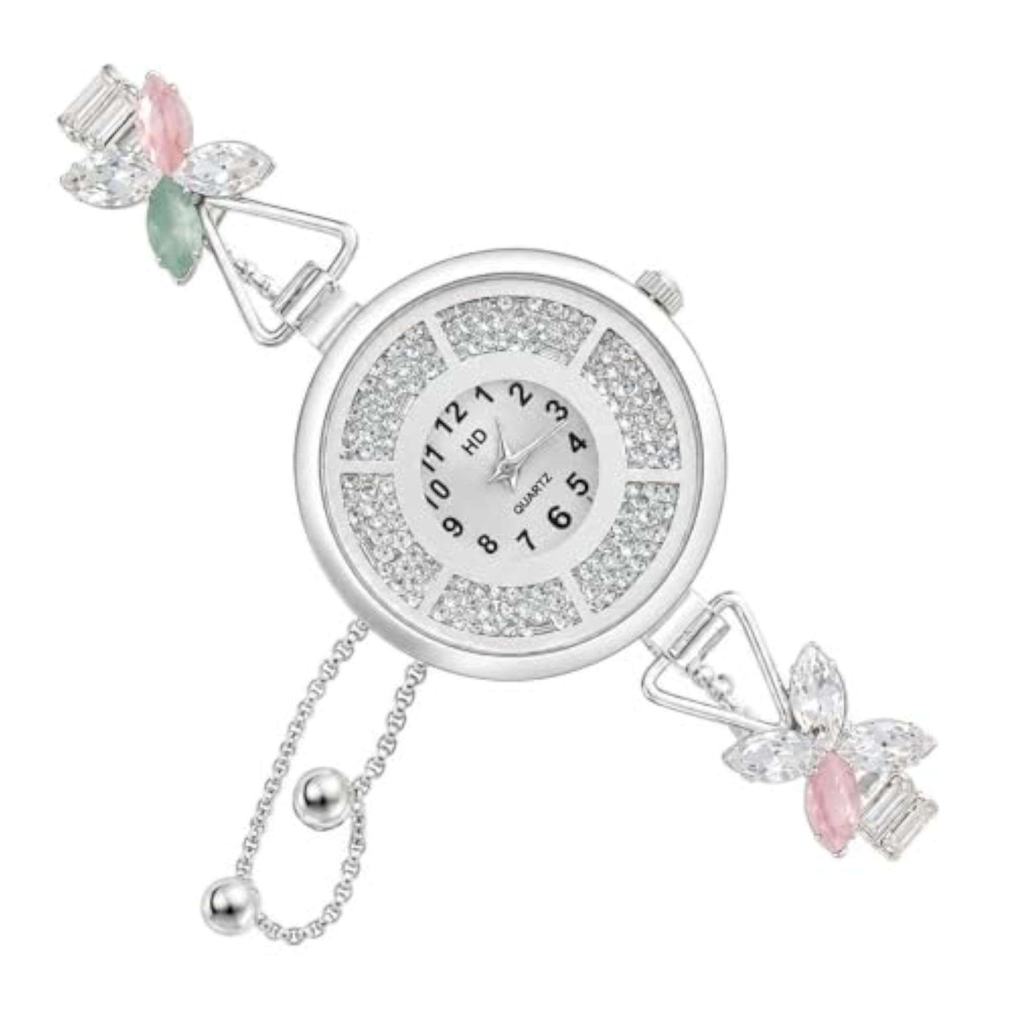 Women's Nyakshit Silver Butterfly Stone Bracelet Watch