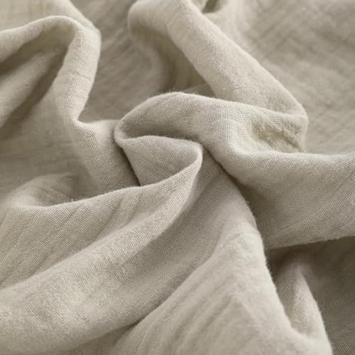 Image of NTBAY 2 Pack Muslin Cotton Crib Sheets, Soft and Breathable Double Layer 28x52 Baby Crib Sheets for Standard Crib and Toddler Mattresses, Boys, Girls, Unisex, Khaki, 28x52 Inches