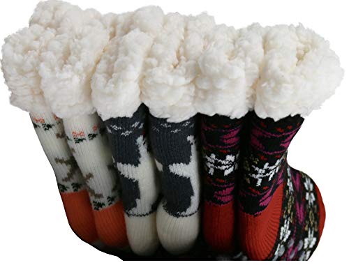 Image of ToBeInStyle Women's Pack of 3 or 6 Cozy Plush Winter Thermal Non-Skid Socks