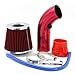 Vechkom Universal 76mm 3 Inch Cold Air Intake Kit - High Performance Aluminum Induction Pipe with Red Mushroom Air Filter Flow Hose Pipe Kit Compatible with Most Vehicles Car Truck Motorcycle ATV