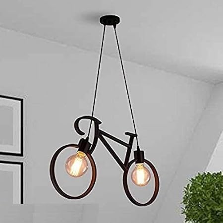 WhiteRay Vintage Edison Tungsten Decorative Filament Holder Cycle Shape Metal Ceiling Hanging lamp (Black)