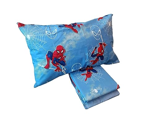 Spiderman, Single Bed Sheet, Bed Set, Top Sheet, Fitted Sheet, Pillowcase, Blue, Marvel, Disney, 100% Cotton, Official Product - Image 2