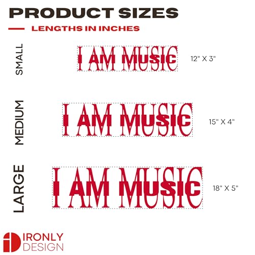 Image of Sticker for Glass & Mirrors| Minimal Vinyl Decal for Bedroom Bathroom & Cafe | Self-Adhesive Waterproof Quote Mirror Sticker | Aesthetic Decals (I Am Music, Medium, Transparent Red)