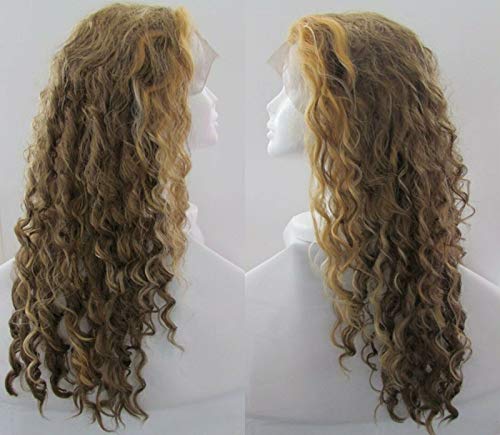 Soogo Two Tone Brown and Dark Blonde Long Curly Wig Lace Front Wig