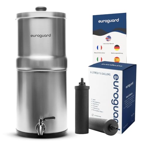 Filtre à eau à gravité 6L purificateur d'eau en acier inoxydable 304