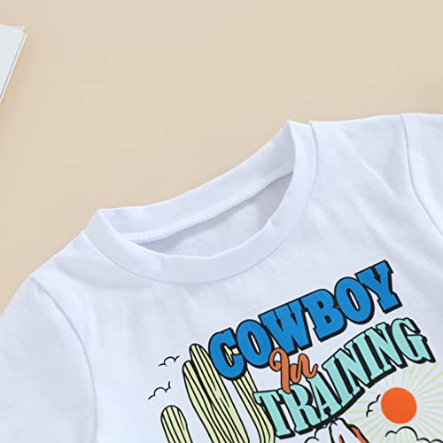 Toddler Baby Boy Western Outfit Cowboy Short Sleeve T-Shirt Top Shorts Set Infant Casual Summer Clothes3