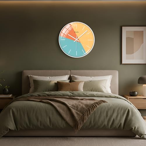 Image of Stylish Modern Wall Clock for Living Room Decor | Unique Analog Wall Watch for Bedroom, Kitchen, Office, Hall | Elegant Decorative Wall Clock for Home Interior, Wall Decoration (Teal Modern)