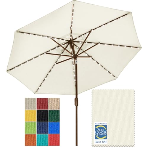 EliteShade 10-Year Non-Fading Solar LED Market Umbrella 9ft