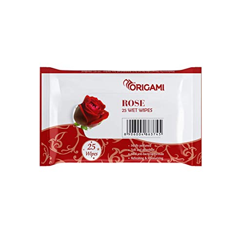 Image of Origami Wipes - 15 x 20 cm - 25 Pulls Per Pack - Pack of 4-100 Wipes - Rose all skin type.