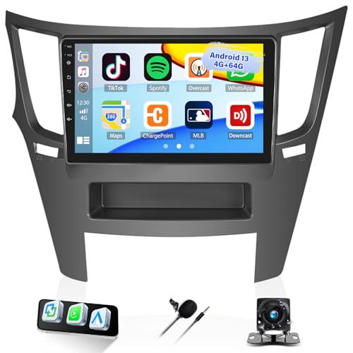 4+64G Android 13 Car Stereo for Subaru Outback Legacy 2010-2014 with Wireless Carplay, 9'' Touchscreen Car Radio with WiFi Mirror Link GPS Bluetooth FM RDS Radio DSP EQ SWC+AHD Backup Camera by GOHHDL - Used condition - CA$104.60