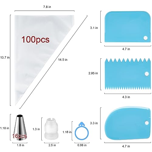 12 Inch Disposable Piping Bags + Tips Set