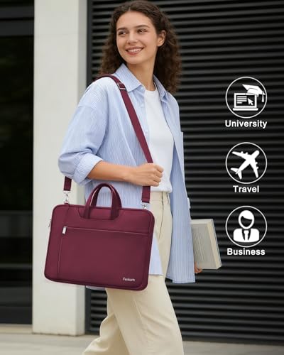 Image of Ferkurn Laptop Case Bag for Women Men Briefcase Messenger Bag, 17 17.3 Inch | Compatible with HP OmniBook Envy Omen Pavilion /LG Gram /Dell Inspiron Precision, Carrying Computer Bag 18 inch, Red