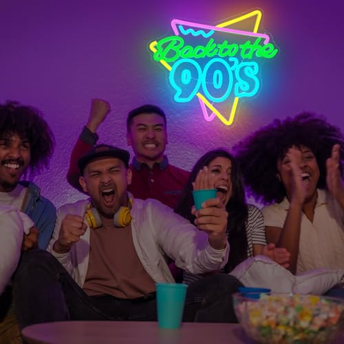 Image of Back To The 90'S Neon Sign for Wall Decor Led neon Signs for 90'S Party Decor Back to The 90's Neon Light sign 90's Background wall Decor light up sign for Home Recreation Room Hotel